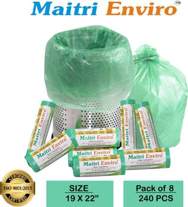 Maitri Enviro 19X22" set of 240 pieces pack of 8 Medium 15 L Garbage Bag  Pack Of 240