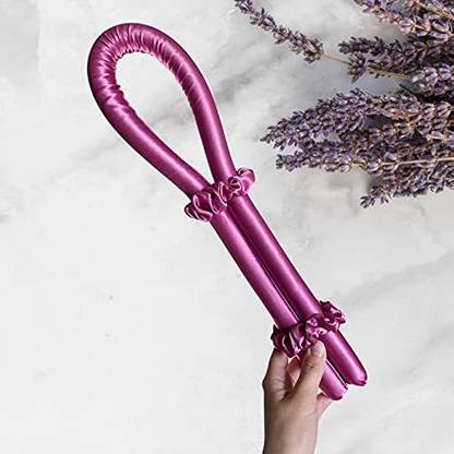 Maa shopping Silk curling ribbon, heatless hair curling set with2 Scrunchies, silk satin curler ribbon set, heatless curls(pack of 1) (rani pink) Hair Curler