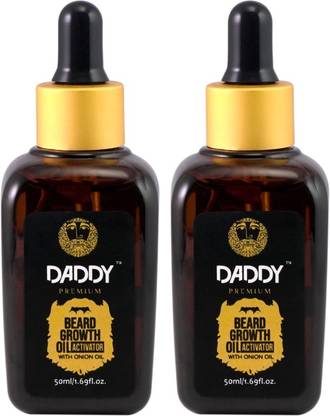 DADDY Beard Growth Oil Activator Premium | 50ML (Pack of 2) Faster, Shiny, Thick Beard and Mustache | Clinically Tested | Chemicals Free | Non-Sticky | Pleasant Fragrance | Daily Styling |100% Natural Herbs | Best Oil for Patchy Beard and Moustache Hair Oil | 100ML Hair Oil