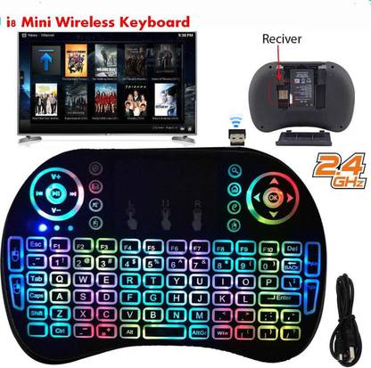 ZURU BUNCH Mini Keyboard i8 Backlight 2.4G Air Mouse Wireless Keyboard with Touchpad, Rechargeable Handheld Keyboard Remote for Android PC/Laptop/Computer/Gaming, Smart TV/LCD/LED/OLED HTPC PS3 Smart Phone Tablet Mac Linux Windows OS Wireless Handheld Multi-device Keyboard
