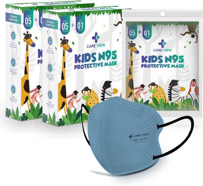 Care View Kids N95 Face Mask (Pack of 10 + 2 ), Grey Color,5 Layered Filtration, DRDO, BIS (ISI),CE Certified, Ear Loop Style KIDS N95 GREY PACK OF 10+2