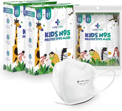 Care View Kids N95 Face Mask (Pack of 10 + 2 ), White Color,5 Layered Filtration, DRDO, BIS (ISI),CE Certified, Ear Loop Style KIDS N95 White Pack of 10+2