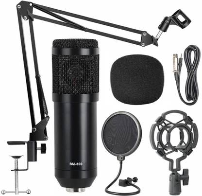 Techtest BM 800 Professional Condenser Microphone For Computer and Microphone Stand Mic Sound Studio Recording Dynamic, Microphone for Singing, Microphone for Studio Recording