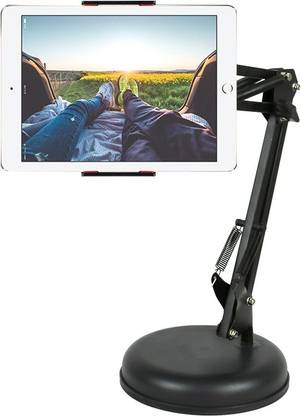 TechBlaze Desktop Phone Holder Metal Mobile Stand for Smartphone and Tab Adjustable Multi Angle Long Arm Stand with Heavy Base for Taking Online Classes Studies Zoom Meetings YouTube Recording Mobile Holder