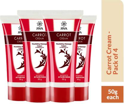JIVA Carrot Cream - Nourising Massage Cream - Enriched with Vitamin E, A and D - 50 g Each - Pack of 4