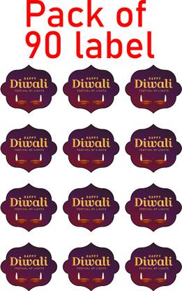 D2C Happy Diwali Sticker/Label , Ideal for Gift Wrapping, Greeting Card, , Happy Diwali Self-adhesive Paper Label