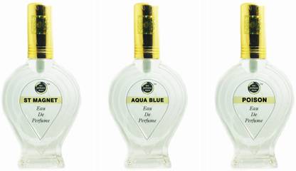 The perfume Store ST MAGNET AQUA BLUE POISON Regular Pack of 3 Eau de Parfum  -  180 ml