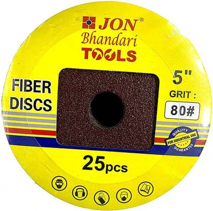 Jon Bhandari Tools 36FD Premium 5" Vulcanised Fiber disc 125mm, pack of 25pc (Grit 80) Metal Polisher