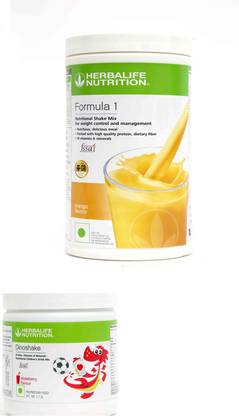 Herbalife Nutrition Formula 1 Mango 500 gm & Dinoshake Strawberry Good For Children Health Plant-Based Protein