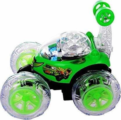 Sani International Toy Mall Stunt Car (Dancing Car) with 3D Light and Music (360 Degree Run and Jump) Remote Control Car B10 360 Degrees Rotating Front Axle Spinning Wheels