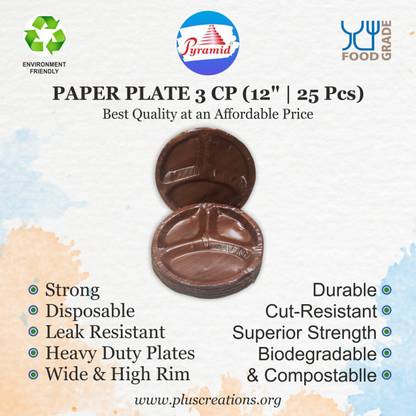 Pyramid Paper Plate 11",3cp 100PCS, Disposable Plates, Best Quality in Market Plate Serving Set
