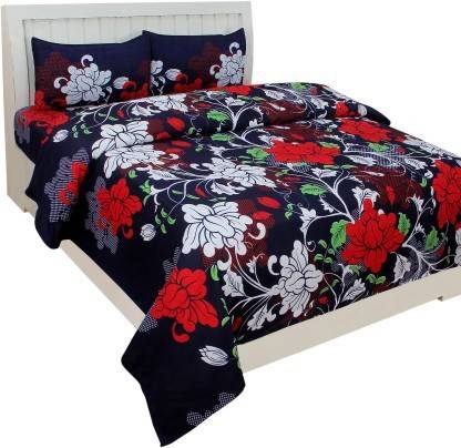 Aarvi Fab 130 TC Microfiber Double 3D Printed Flat Bedsheet
