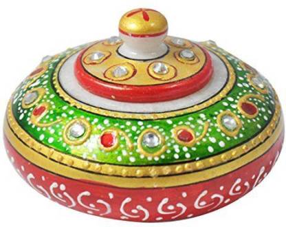 Rajasthan Handicrafts Rajasthani Handicrafts, Marble Made , Minakari Work, Decorative, Amazing Look , Kumkum Box , Sindoor Dibbi, Pill Box Showpiece for Women Gifts Decorative Showpiece  -  5 cm