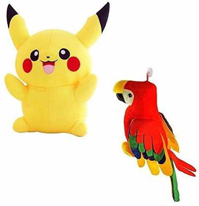 DHAAM Pikachu Embroidery & Whistling Parrot Soft  - 25 cm