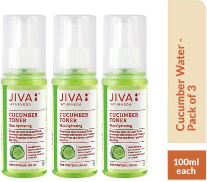 JIVA AYURVEDA Cucumber Water - Natural Toner For Men & Women - Hydates Skin - 100 ml Each - Pack of 3 Men & Women