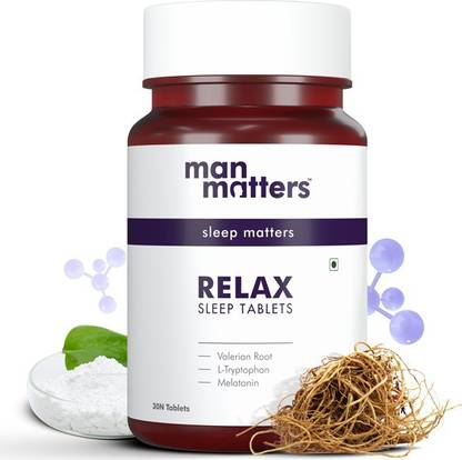 Man Matters Relax Sleep Tablets | Melatonin 3mg, Valerian Root, L-Tryptophan | Better Sleep