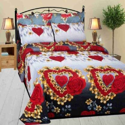 SheetHub 150 TC Microfiber Double 3D Printed Flat Bedsheet