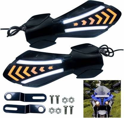 Miwings Motorcycle Hand Guard with LED Light Universal Bike Handle Protector Shield Handlebar Protection Gear Handlebar Hand Guard (Universal For Bike) Bike Handlebar Weights