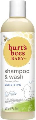 Burt's Bees Baby Bee Fragrance Tear Free Shampoo & Wash Sensitive 12-Ounce Bottles