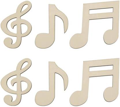 CLITHS Cliths 6pcs Music Notes Wood Cutouts Music DIY Craft Embellishments Gift Musical Notes Unfinished Wood Ornaments for Wedding Music Themed Birthday Party Decoration, 5MM thick Wooden Cut-outs