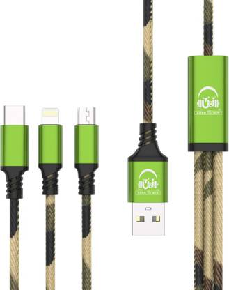 U&i Micro USB Cable 2.4 A 1.2 m Army Series 3 in 1 Data Cable, 2.4A 1.2 m