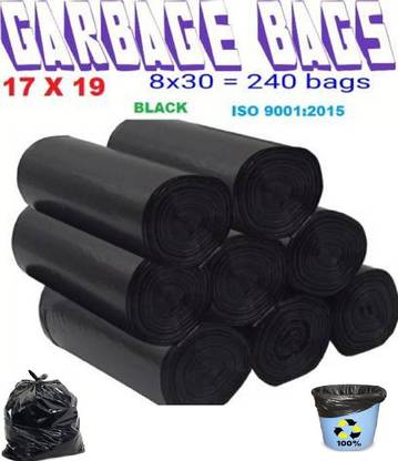 MOONBELL 8-black-17x19-pack-of-8-x-30-240-bags-100-biodegradable-plastic Large 8 L Garbage Bag  Pack Of 240