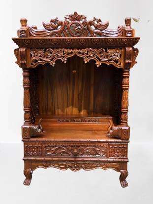 Aamir Wood Works Pillar Mandir Solid Wood Home Temple