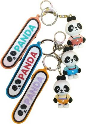 DSR Cute Panda With Skate Board Keychains (Multi Color)(Single Piece) Key Chain