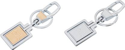 Thatsav Royal Enfield Bullet Bike Swinging Type Metallic Locking Cream & Silver Colour Combo (Set of 2) Key Chain