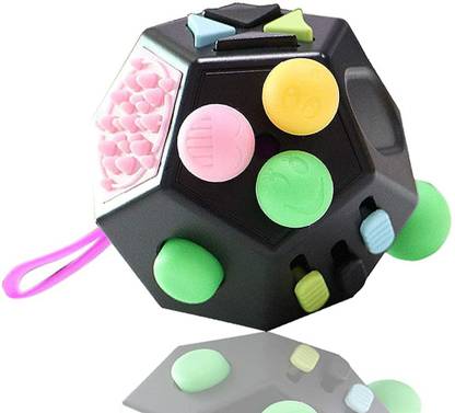 PATPAT 12 Sided Fidget Cube, Dodecagon Fidget Toys for Children and Adults,Figit Spinner,Fidget Toy Stress and Anxiety Relief Depression Anti for All Ages with ADHD ADD OCD Autism (Black)
