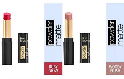 BLUE HEAVEN POWDER MATTE RUBY GLOW RM03 (3.5g) + WOODY FLUSH N01 (3.5g) LIPSTICKS