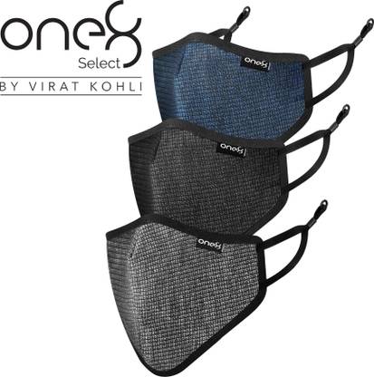 one8 Select By Virat Kohli OM-9003-3 Adjustable Ear Loop Reusable Outdoor 3D Mesh Mask Anti-Pollution, Anti-Dust, Anti-Bacterial Non-Woven Cloth Mask With Melt Blown Fabric Layer (Multicolour, Free Size, Pack of 3) Cloth Mask With Melt Blown Fabric Layer
