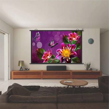 GUISE Map Type Projector Screen 4 Ft. x 4 Ft. Diagonal Supports UHD-3D-4K Technology Universal Map Type Projector Screen Projector Screen (Width 121.92 cm x 121.92 cm Height)