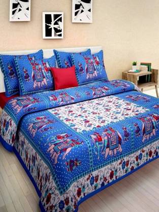 Saba Dream Collection 200 TC Cotton Double Printed Flat Bedsheet
