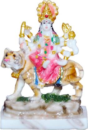 Vaah Maa Durga Marble Murti डेकोरेटिव शोपीस  -  15 cm