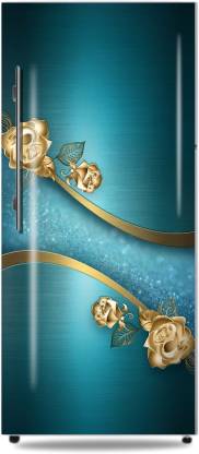 Jyotiwallsticker 152.4 cm HD-goldentealroses-beautiful-girly-glitter-teal fridge design Self Adhesive Sticker