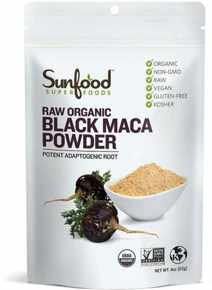Sunfood Raw Organic Black Maca Powder, 4 oz (113 g)