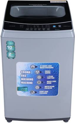 Croma 8 kg Fully Automatic Top Load Washing Machine Grey
