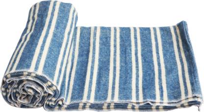 Kanyoga Brushed Cotton Blue & White Striped Yoga Blanket- (220 x 129 cm)(L x W cm) Yoga Blocks