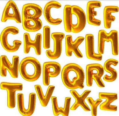 naksh collection Solid Stylish Foil Balloon Alphabet Letter A TO Z Gold Letter Balloon