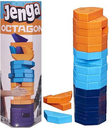 Elecart Jenga Octagon Block, 45 blocks with stacking sleeve, Age 6+ Best challenge game