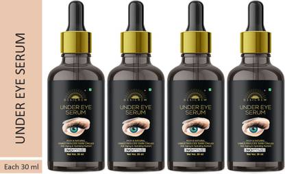 Desi Crew 100% Effective Under Eye Serum-Reduces Dark Circles Puffiness & Wrinkles, All Skin Type (30 ml) Pack of 4 Bottle 120 ml