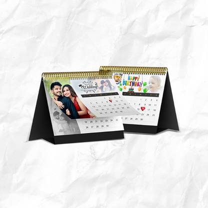 REE GIFTS Personalised One Universal Photo calendar For Gifting 12 Photos | Highlight Special Days by Inserting Photo & Text into The Date Box | for Family|Friends|Travel Memories 2021 Table Calendar