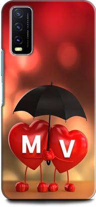 KEYCENT Back Cover for Vivo Y20A, V2101 M V, M LOVES V, NAME, LETTER, ALPHABET, MV LOVE, HART, BLUE