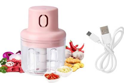 UKRAINEZ Electric Nutri-Chop, Stainless Steel Blade, Vegetable and Fruits Chopper, Electric Mini Garlic Chopper Mincer, Portable Cordless Grinder Small Food Processor for Onion/Ginger/Pepper/Nuts/Meat Mini Food Chopper (250 ML) Electric Vegetable & Fruit Chopper Vegetable Chopper