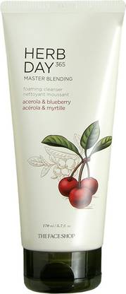 The Face Shop Herb Day 365 Cleansing Foam, Acerola & Blueberry Face Wash