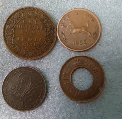 jaya collection Set of 4 Indian old coins for the beginner.Mix Years Medieval, Modern Coin Collection