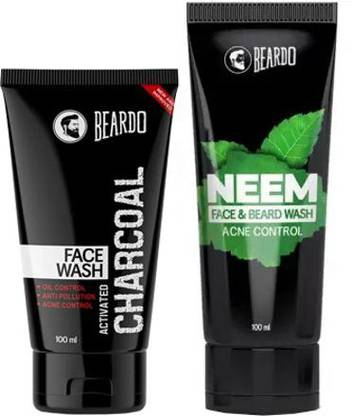 BEARDO Activated Charcoal Facewash and Neem Facewash Combo | Made in India Face Wash