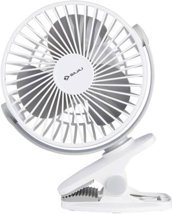 BAJAJ Pygmy Mini 110 MM Sweep 3 Blade Table Fan (USB Charging)-WHITE 110 mm Silent Operation 3 Blade Table Fan  (White, Pack of 1)