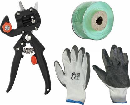 farmstool Garden Grafting Tool Kit | Grafting Machine & Plant Grafting Tools Set Pruning Shears Fruit Tree Pruning Shears Scissor with Grafting Tape, 1 Pair Hand Gloves Garden Tool Kit